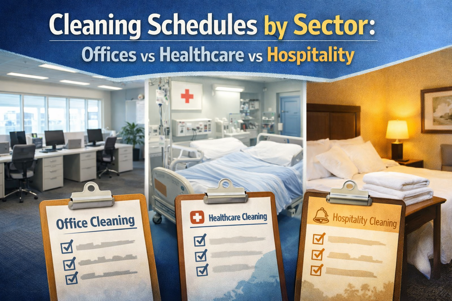 Commercial Cleaning Schedules by Sector: Offices vs Healthcare vs Hospitality